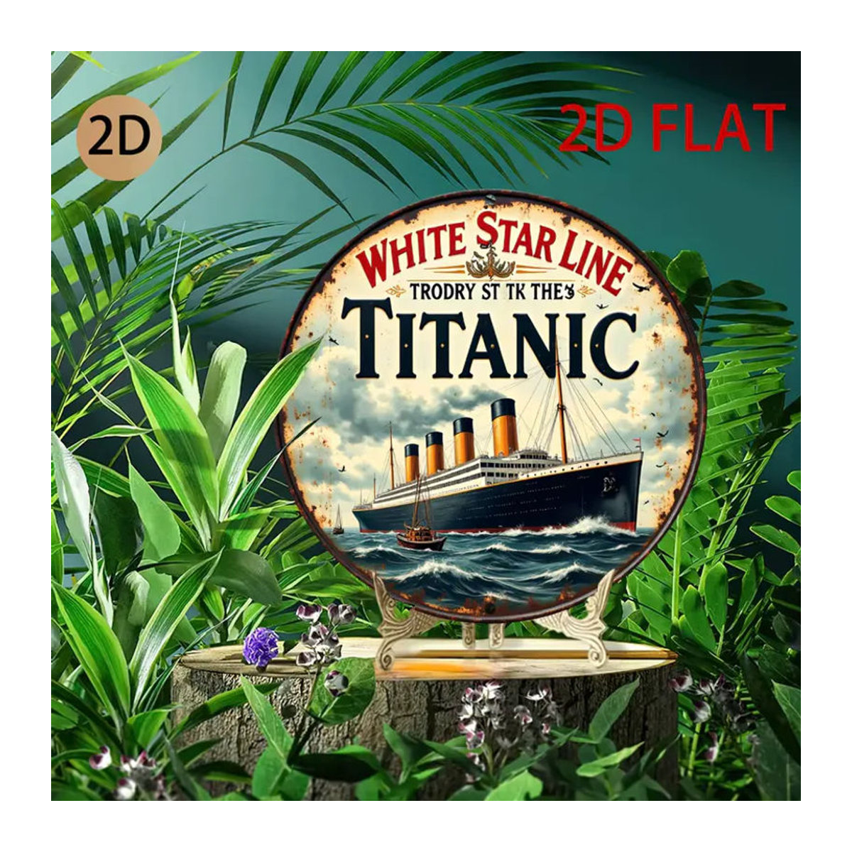 CIFBUY Titanic-Schiff Vintage Metall-Blechschild, runde Wanddekoration in Mehrfarbig - Bild 3