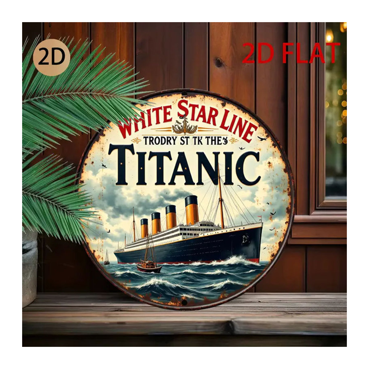 CIFBUY Titanic-Schiff Vintage Metall-Blechschild, runde Wanddekoration in Mehrfarbig - Bild 4