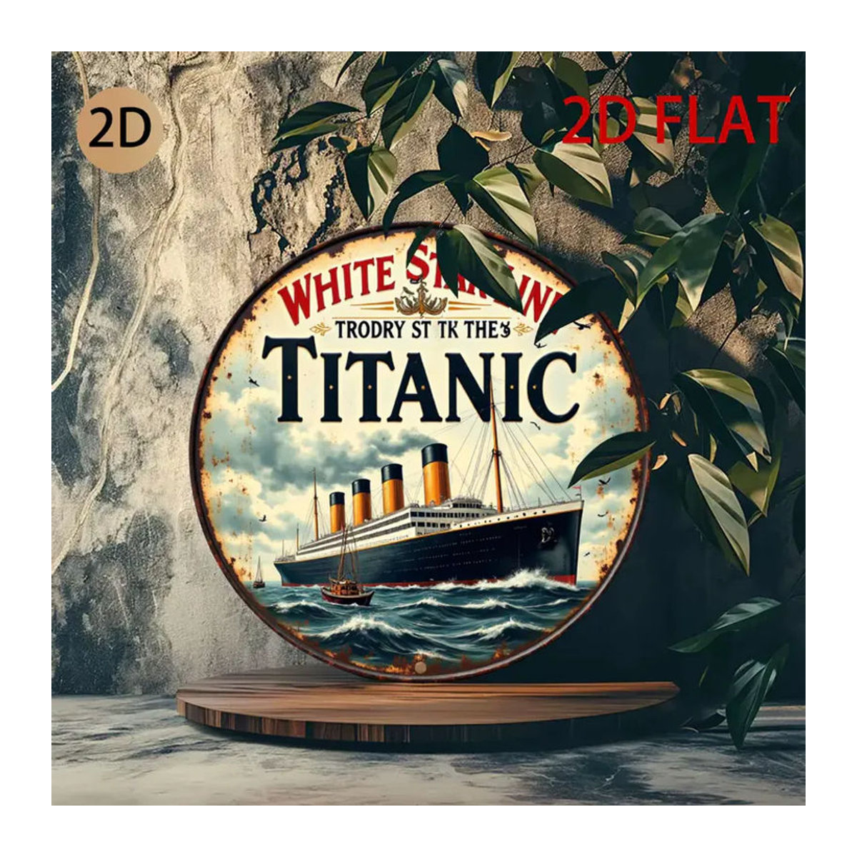 CIFBUY Titanic-Schiff Vintage Metall-Blechschild, runde Wanddekoration in Mehrfarbig - Bild 6