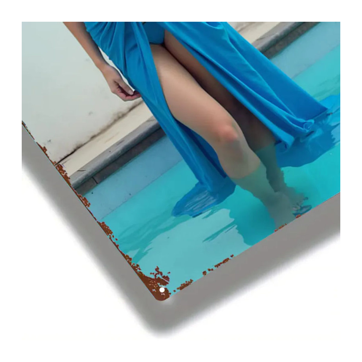 CIFBUY Vintage Bikini Girl Metall-Wandkunst in Blau, Rechteckiges Metallschild zur Wandmontage, Breite: 30,48 cm, Höhe: 30,48 cm, Tiefe: 20 cm - Bild 5