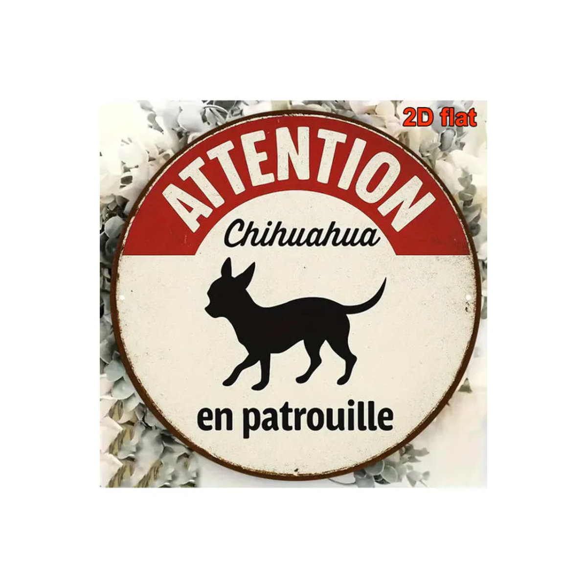 CIFBUY Vintage Chihuahua Warnschild aus Metall in Weiß, Rund, Durchmesser: 20,32 cm - Bild 7