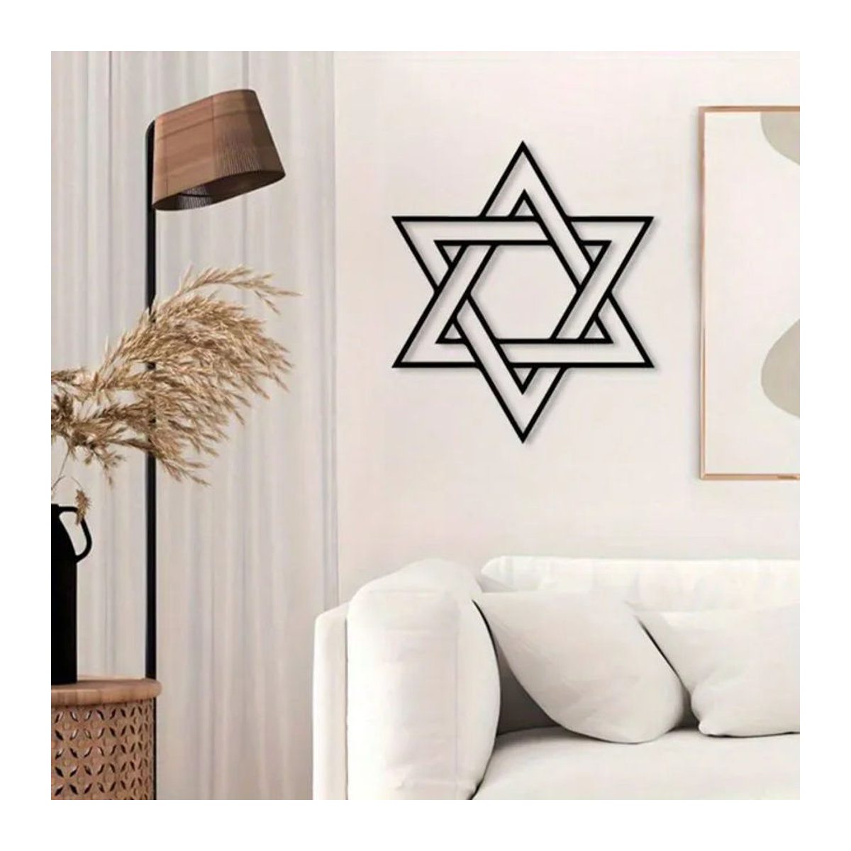 CIFBUY Vintage Davidstern Wandkunst aus Metall in Schwarz – Geometrische Stern-Dekoration zur Wandmontage - Bild 1