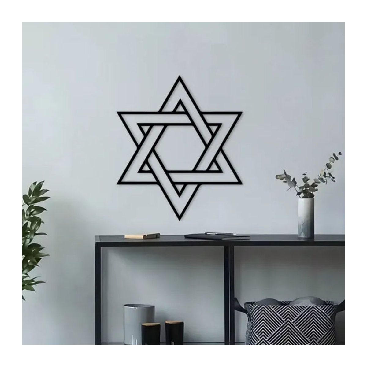 CIFBUY Vintage Davidstern Wandkunst aus Metall in Schwarz – Geometrische Stern-Dekoration zur Wandmontage - Bild 5