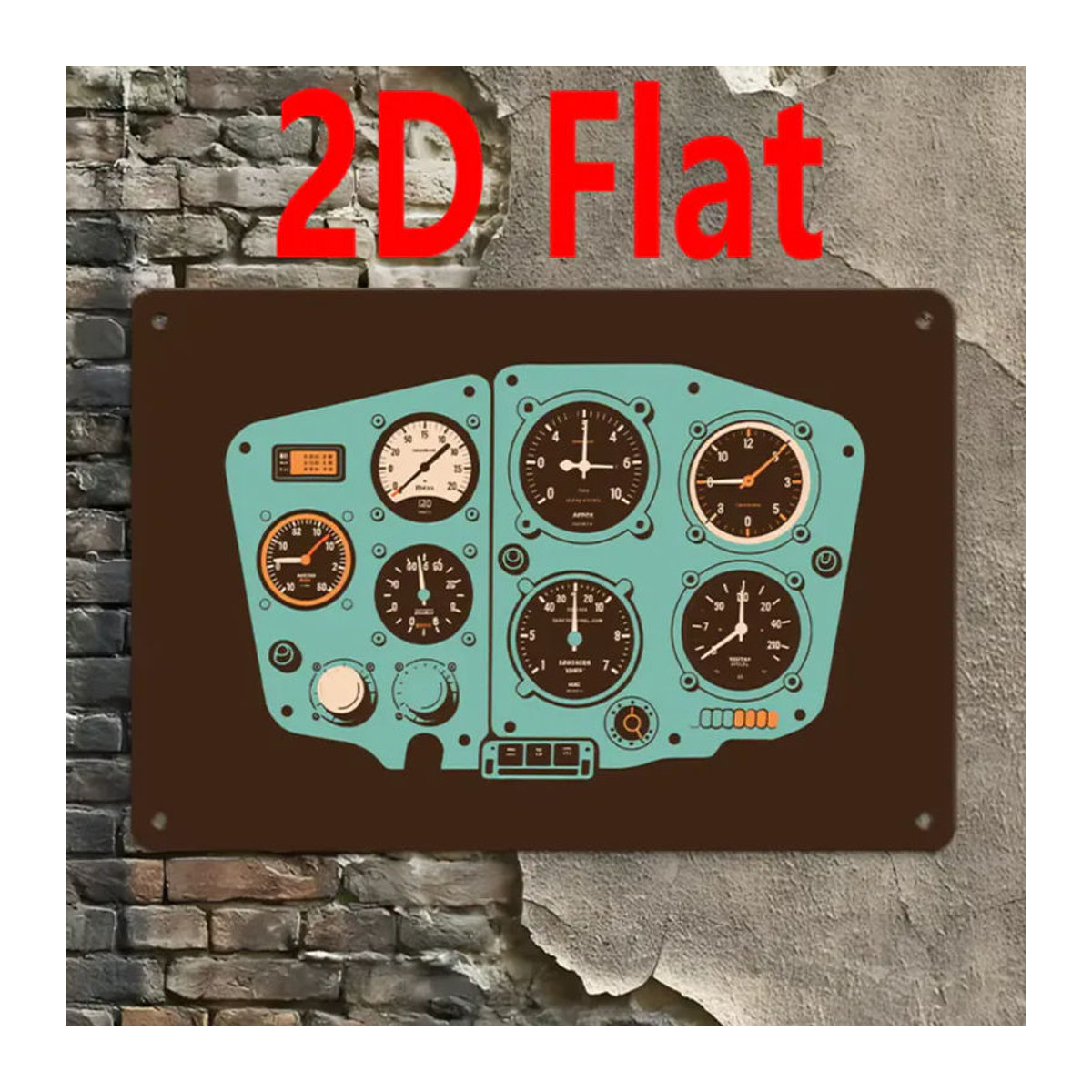 CIFBUY Vintage Flugzeug-Instrumententafel Dekoration aus Metall, mehrfarbig, rechteckiges Wandschild für die Wandmontage - Bild 3