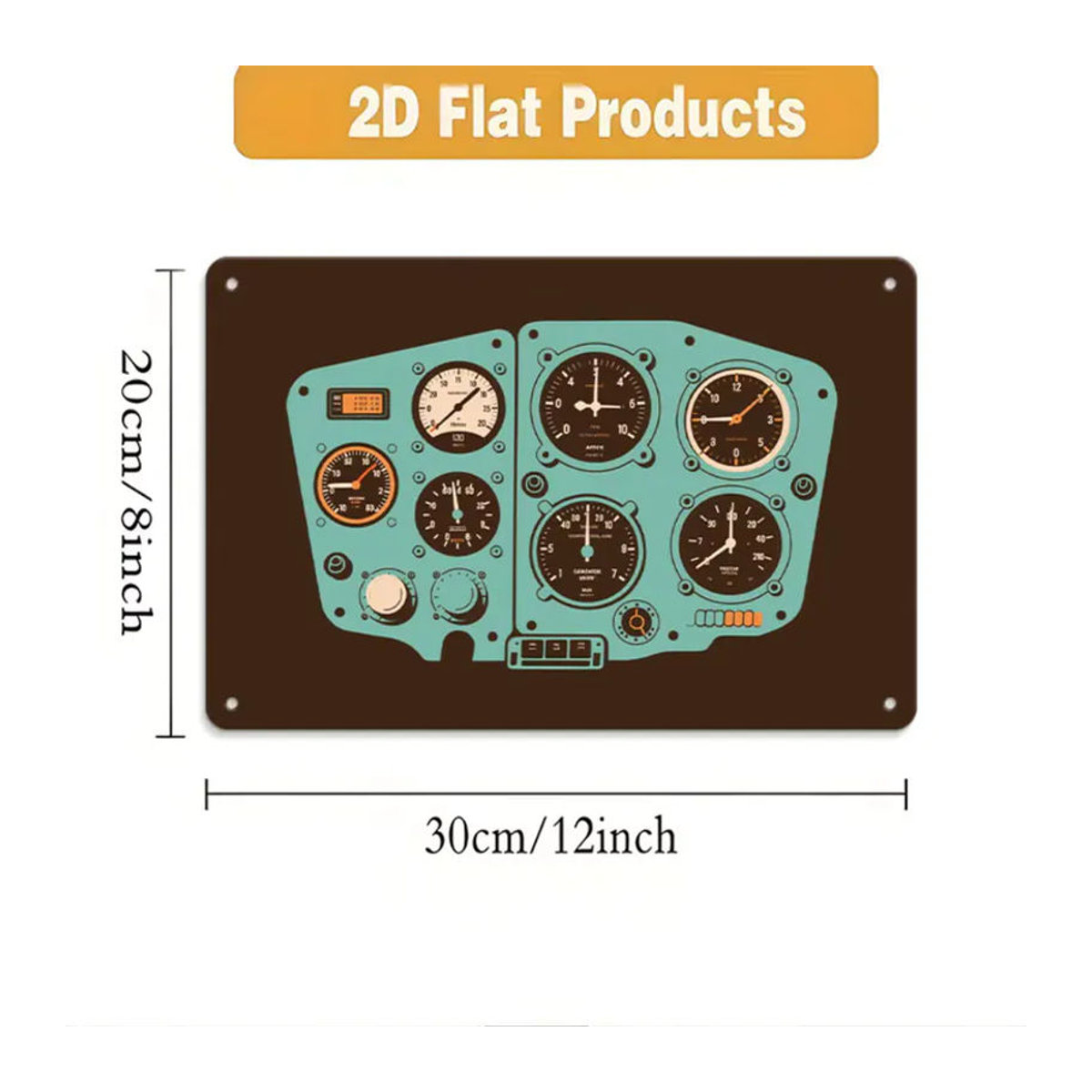 CIFBUY Vintage Flugzeug-Instrumententafel Dekoration aus Metall, mehrfarbig, rechteckiges Wandschild für die Wandmontage - Bild 5