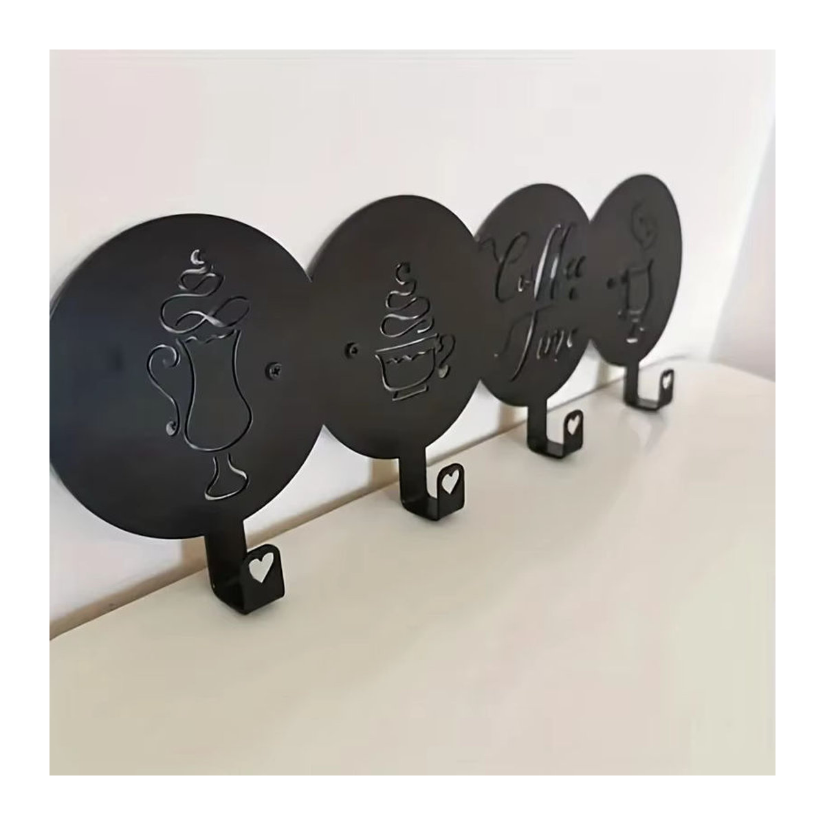 CIFBUY Vintage Kaffeezeit Wandhaken aus Metall in Schwarz als dekorativer Tassen- und Handtuchhalter für deine Küche - Bild 5