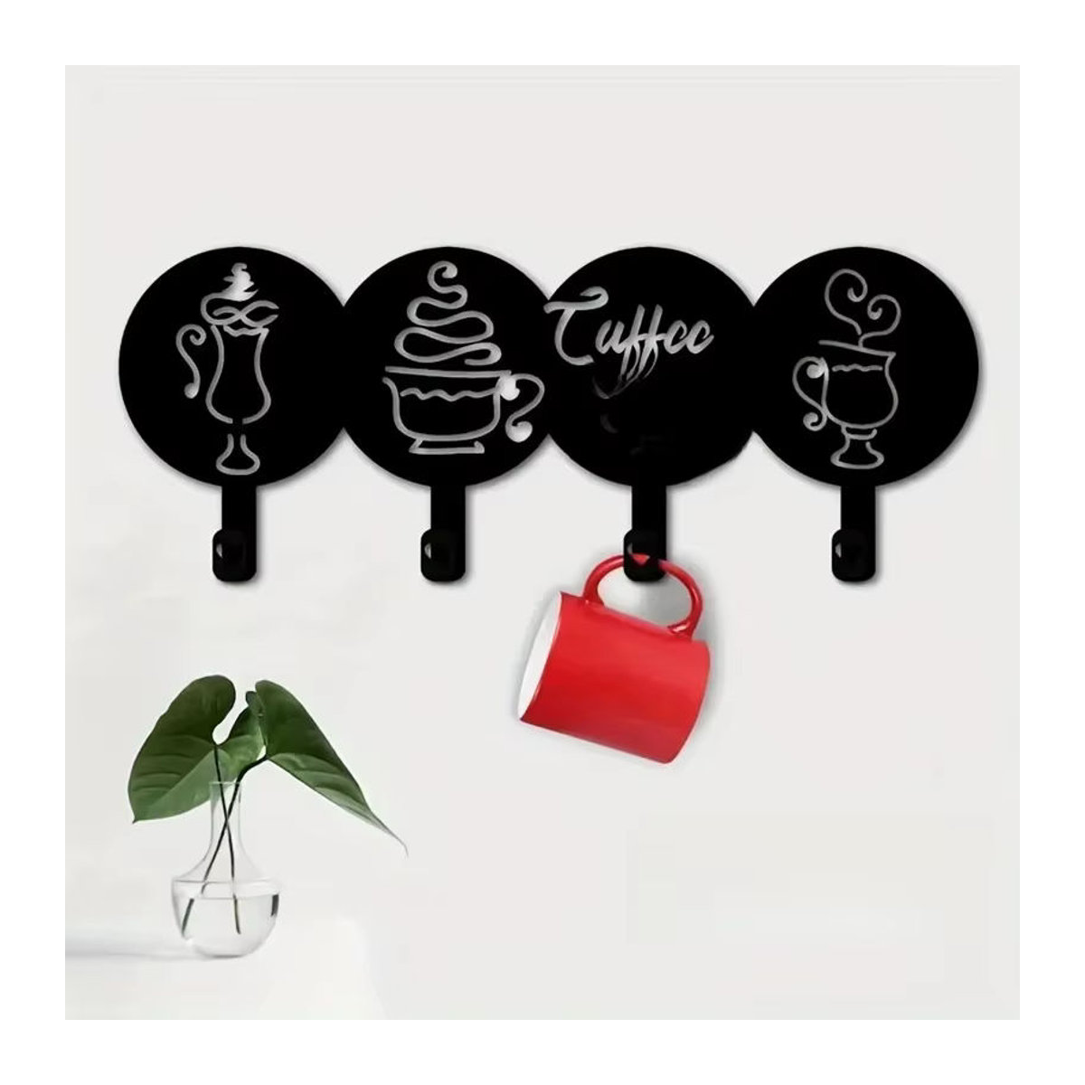 CIFBUY Vintage Kaffeezeit Wandhaken aus Metall in Schwarz als dekorativer Tassen- und Handtuchhalter für deine Küche - Bild 6