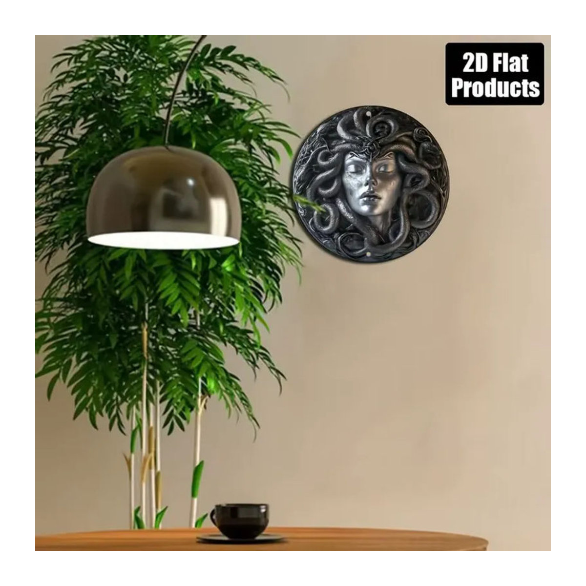 CIFBUY Vintage Medusa Metall-Wandkunst Rundes Eisenschild in Schwarz-Gold Durchmesser: 20,32 cm - Bild 4