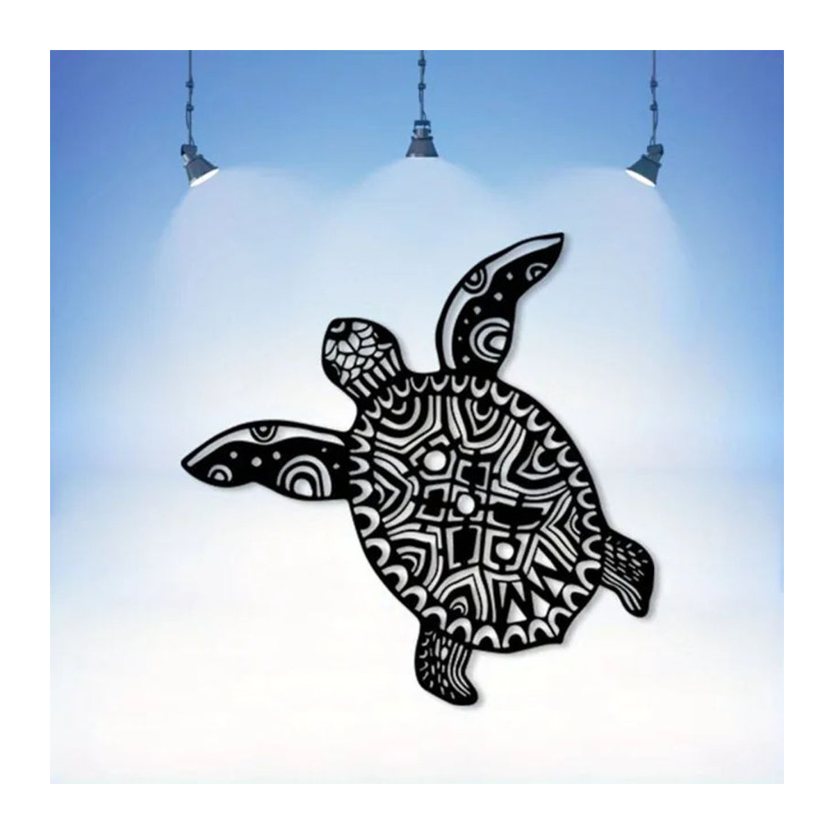 CIFBUY Vintage Meeresschildkröten Metallwandkunst in Schwarz als Wanddekoration mit Meereslebewesen-Motiv - Bild 1