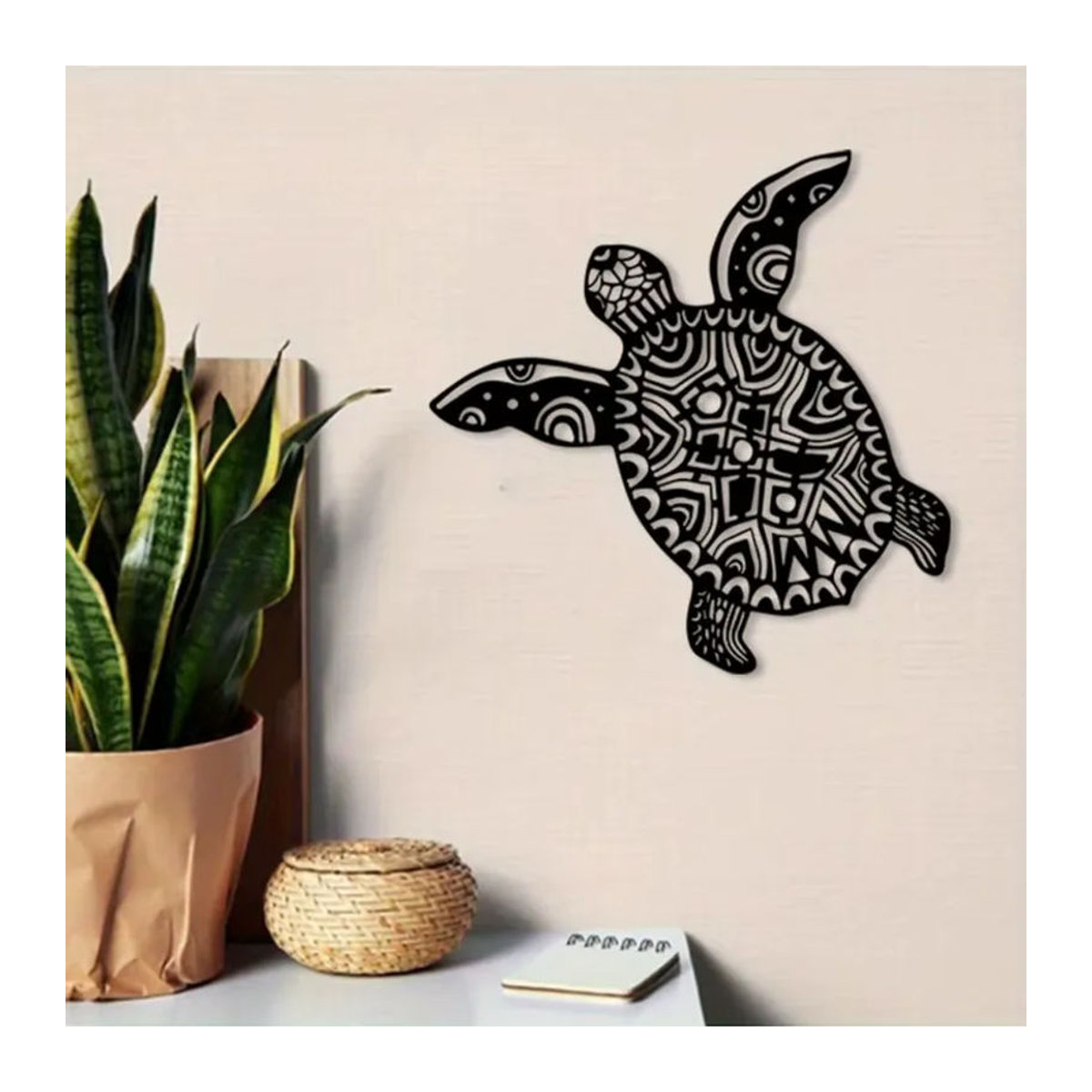 CIFBUY Vintage Meeresschildkröten Metallwandkunst in Schwarz als Wanddekoration mit Meereslebewesen-Motiv - Bild 3