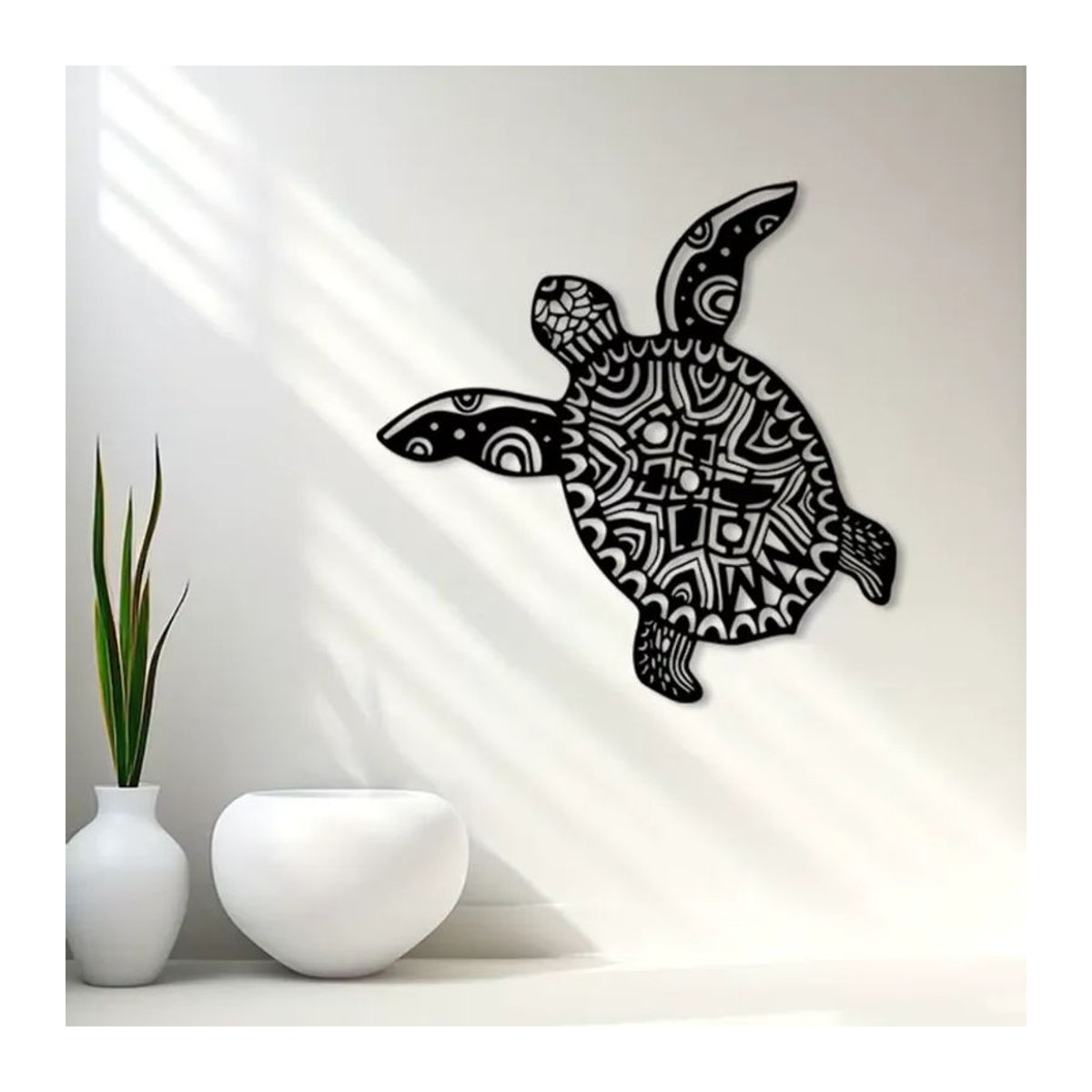 CIFBUY Vintage Meeresschildkröten Metallwandkunst in Schwarz als Wanddekoration mit Meereslebewesen-Motiv - Bild 4