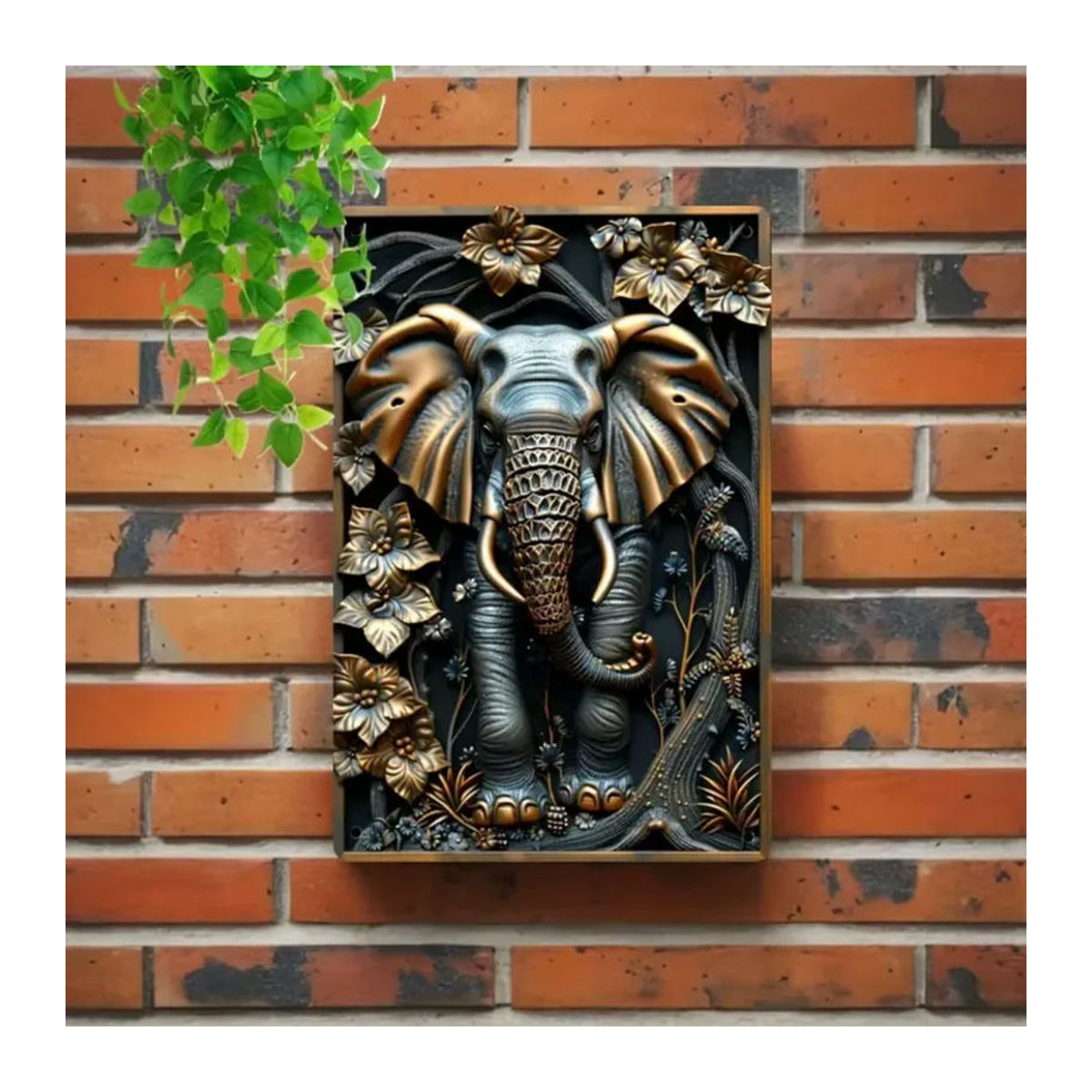 CIFBUY Vintage Metall-Wandkunst Elefanten Blechschild mehrfarbig rechteckig B/H/T: 30 x 20 x 20 cm - Bild 3
