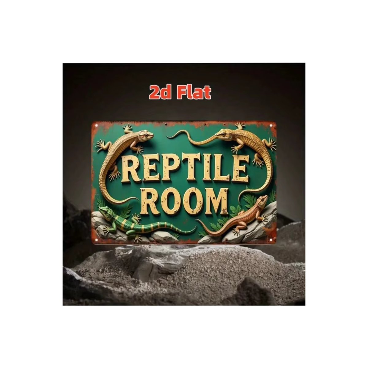 CIFBUY Vintage Metallblechschild Reptilien Design in Grün, Rustikales Eisendekor mit Schlangen und Echsen im Querformat - Bild 2
