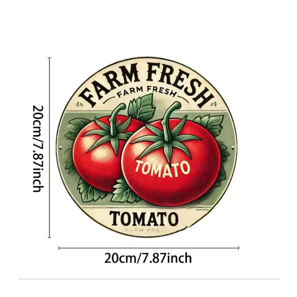CIFBUY Vintage Metallschild Farm Fresh Tomato – Runde Wanddekoration in Mehrfarbig, Durchmesser: 20,32 cm - Bild 2