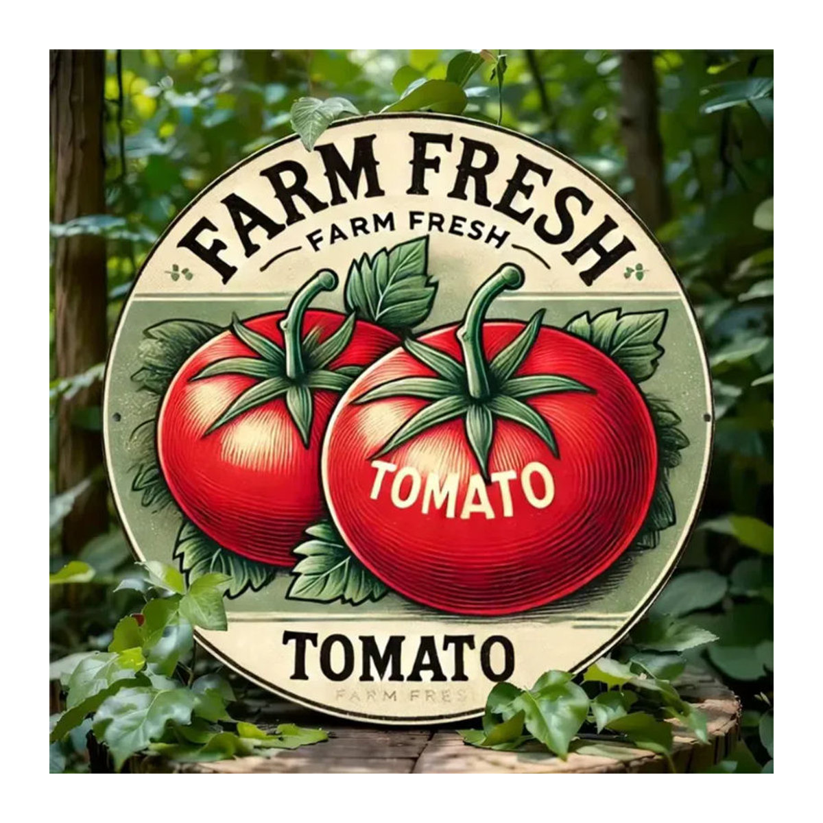CIFBUY Vintage Metallschild Farm Fresh Tomato – Runde Wanddekoration in Mehrfarbig, Durchmesser: 20,32 cm - Bild 6