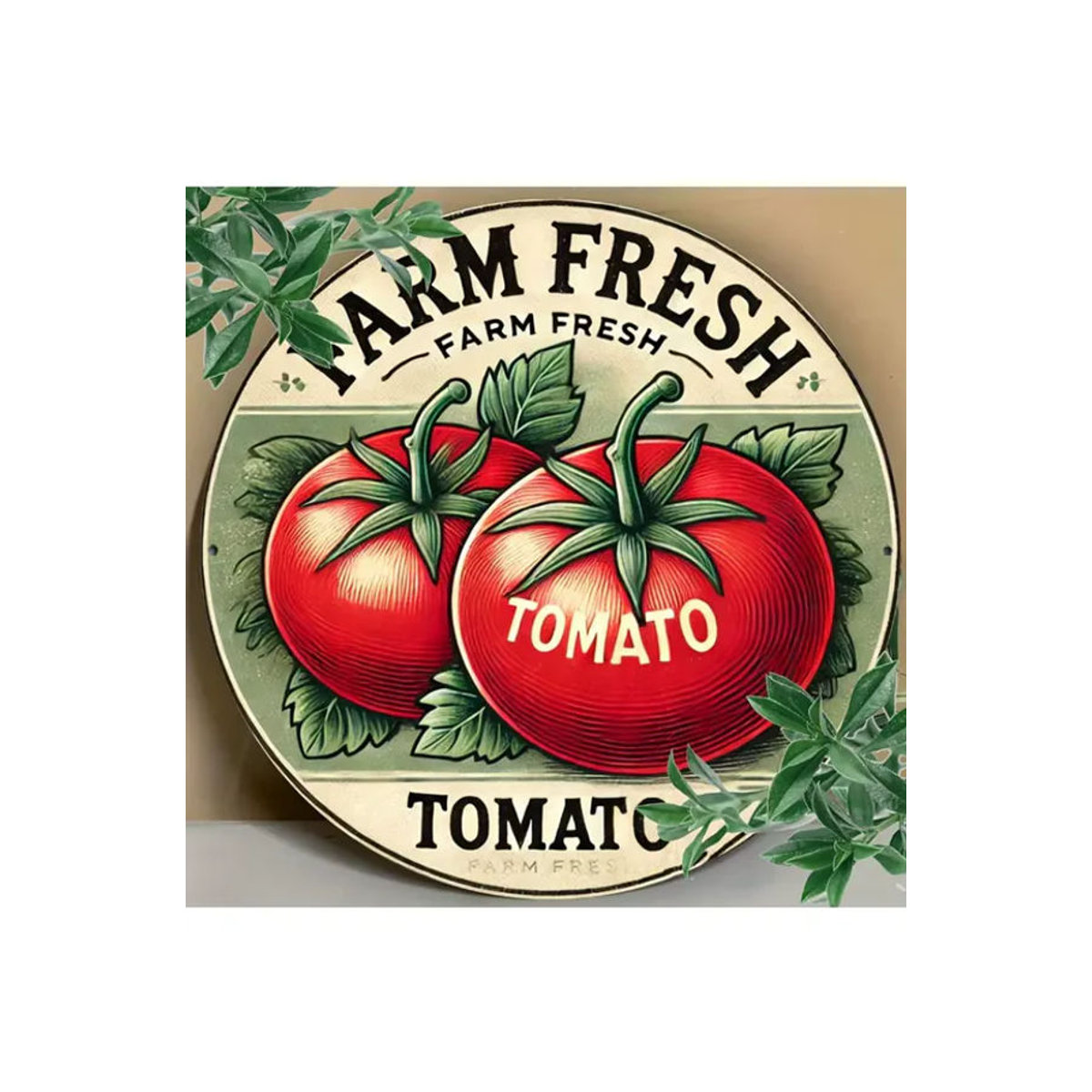 CIFBUY Vintage Metallschild Farm Fresh Tomato – Runde Wanddekoration in Mehrfarbig, Durchmesser: 20,32 cm - Bild 7