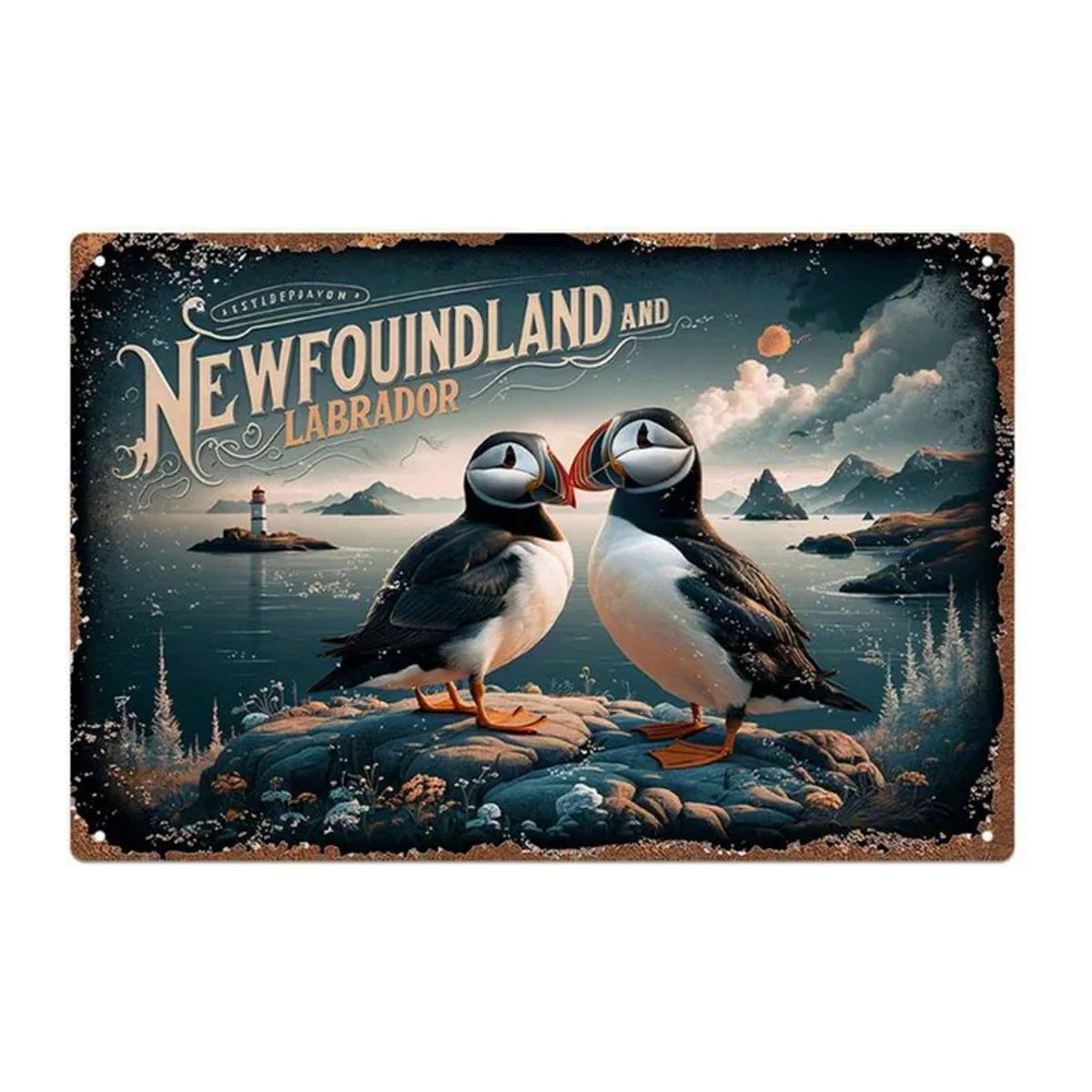 CIFBUY Vintage Puffin Metall-Blechschild mit Vogel-Motiv, mehrfarbig, B: 30,48 cm, H: 30,48 cm - Bild 1