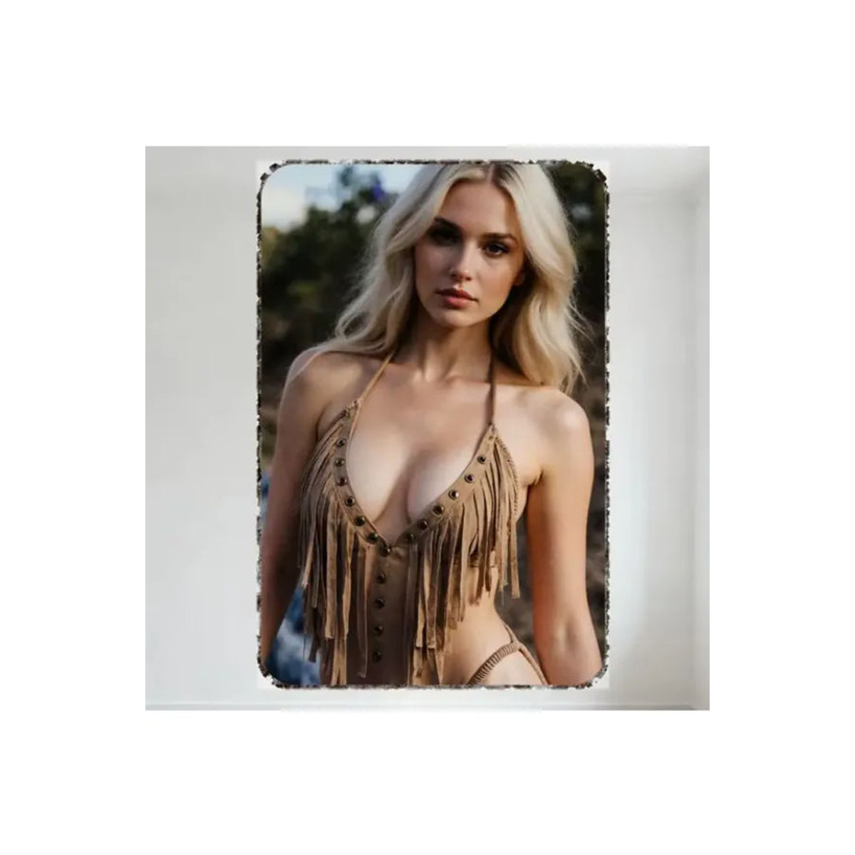 CIFBUY Vintage Retro Metall-Blechschild Blonde Frau Halter-Top Dekoration, mehrfarbig, B: 30 cm, H: 20 cm, T: 20 cm - Bild 4