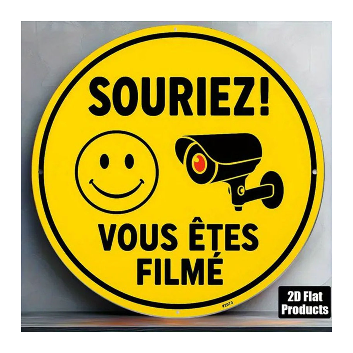 CIFBUY Vintage Sicherheitskamera-Schild Smile You're on Film, Wanddekoration aus Metall in Gelb, B/H: 20,3 x 20,3 cm - Bild 1