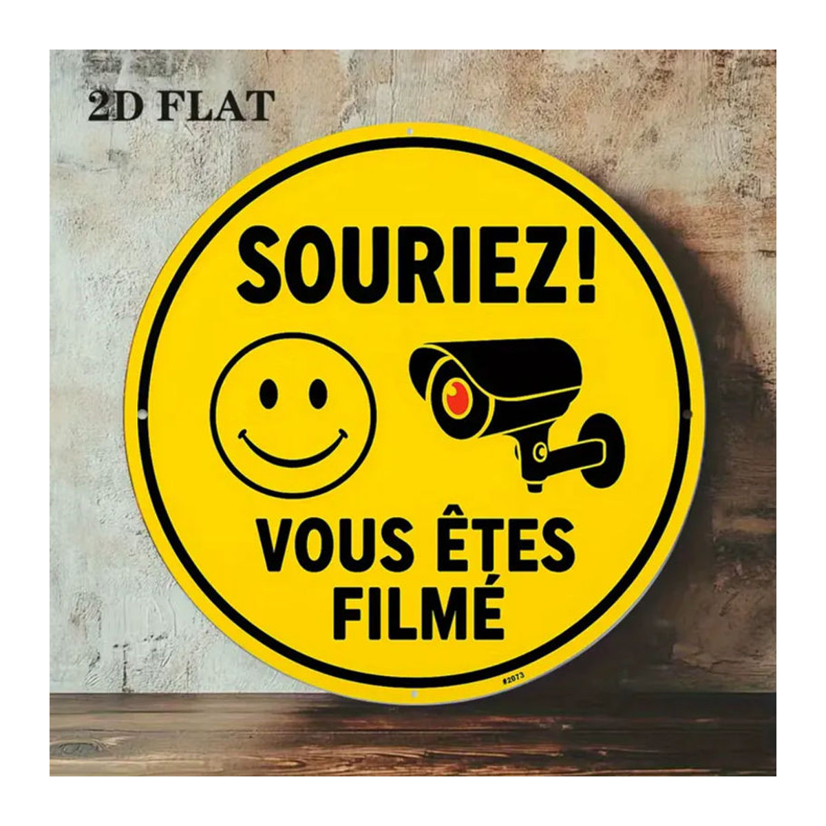 CIFBUY Vintage Sicherheitskamera-Schild Smile You're on Film, Wanddekoration aus Metall in Gelb, B/H: 20,3 x 20,3 cm - Bild 4