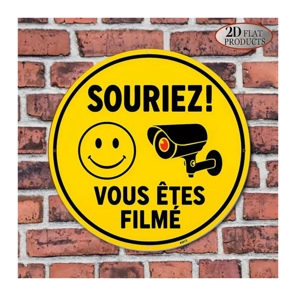 CIFBUY Vintage Sicherheitskamera-Schild Smile You're on Film, Wanddekoration aus Metall in Gelb, B/H: 20,3 x 20,3 cm - Bild 5