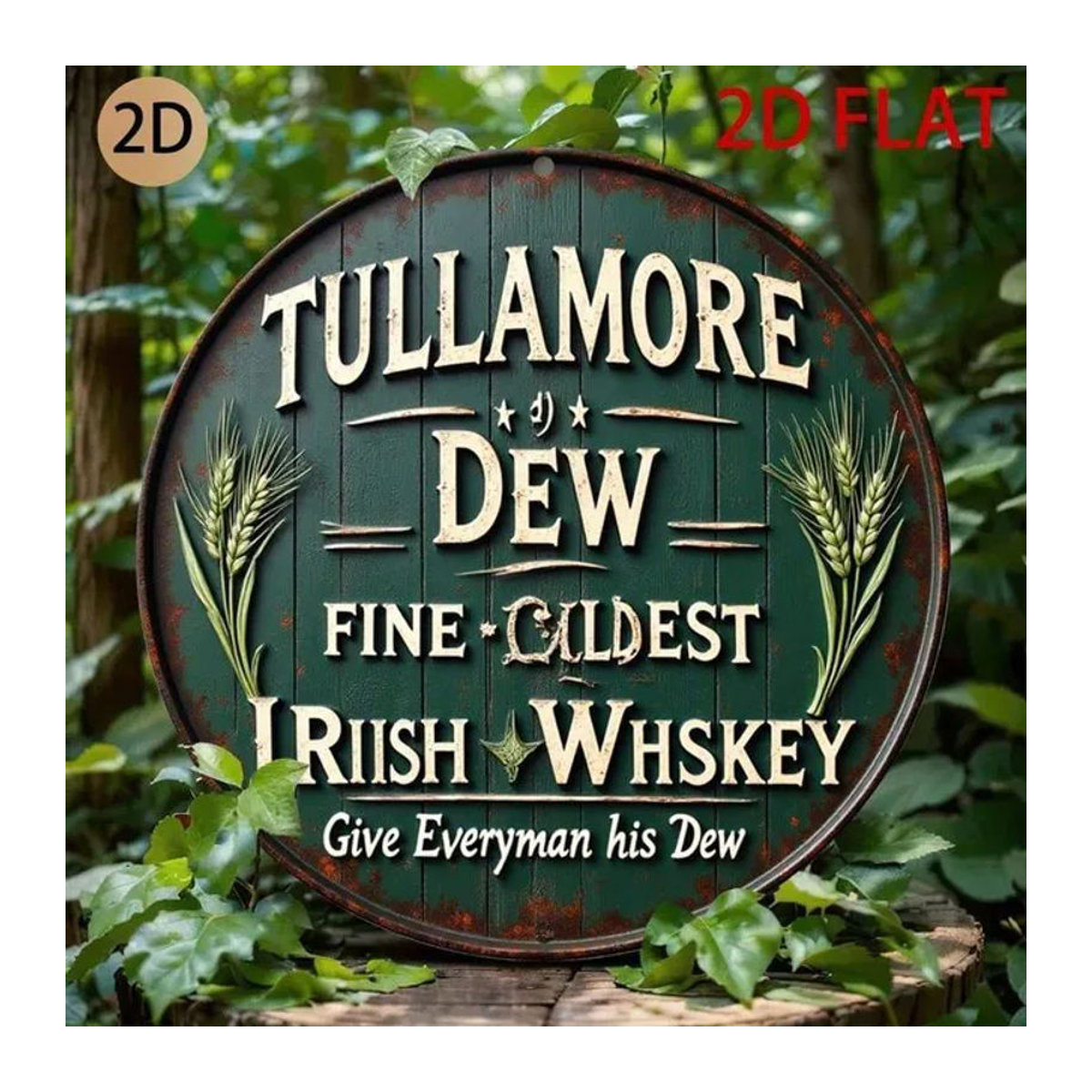 CIFBUY Vintage Tullamore Dew Whiskey Metallschild Rund in Grün zur Wanddekoration - Bild 1