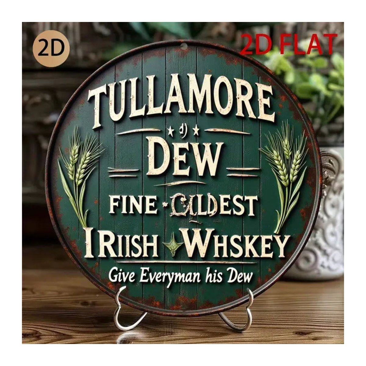 CIFBUY Vintage Tullamore Dew Whiskey Metallschild Rund in Grün zur Wanddekoration - Bild 3