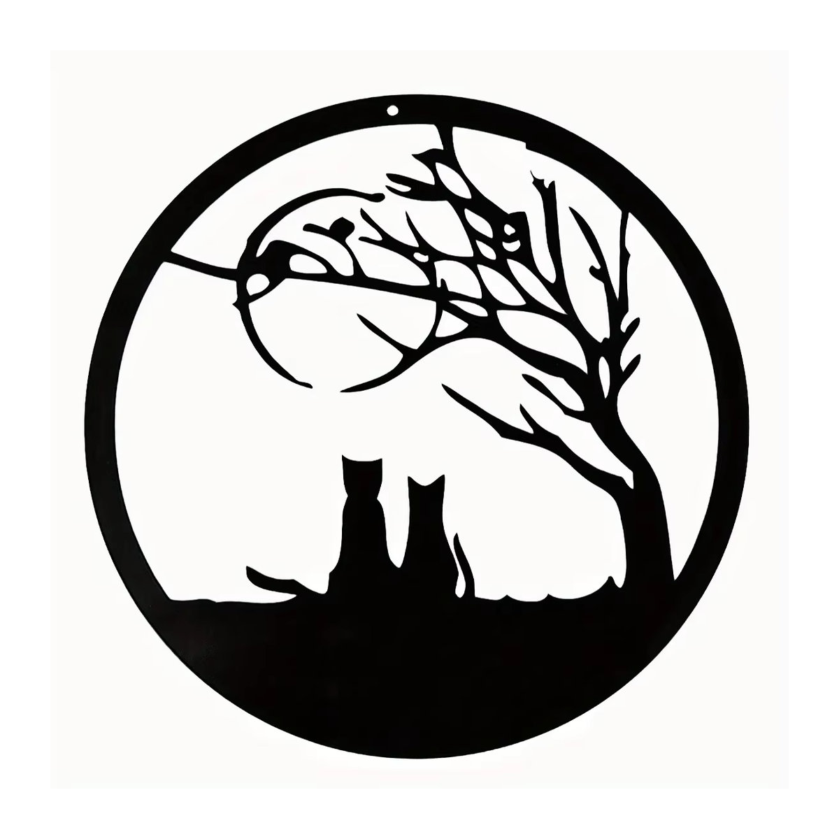 CIFBUY Wandbehang aus Metall mit Katze und Baum als dekorative Tier-Landschaft-Statue in Schwarz - Bild 2