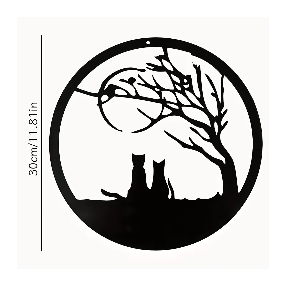 CIFBUY Wandbehang aus Metall mit Katze und Baum als dekorative Tier-Landschaft-Statue in Schwarz - Bild 3