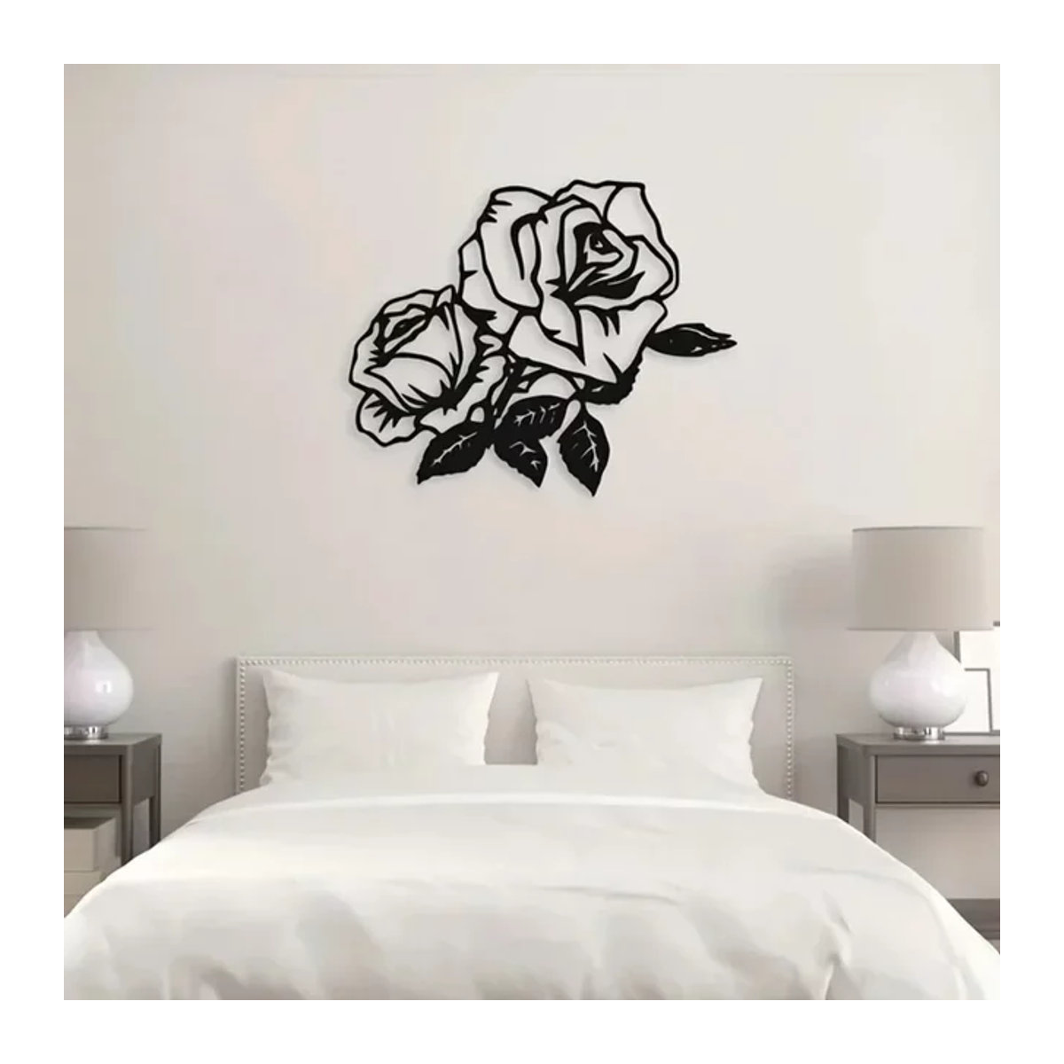 CIFBUY Wandbehang Rose Blume Metall Silhouette in Schwarz als florale Wanddekoration - Bild 1