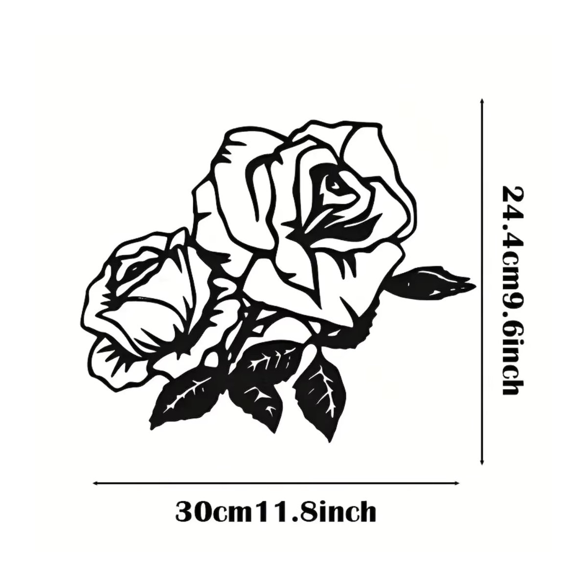 CIFBUY Wandbehang Rose Blume Metall Silhouette in Schwarz als florale Wanddekoration - Bild 2