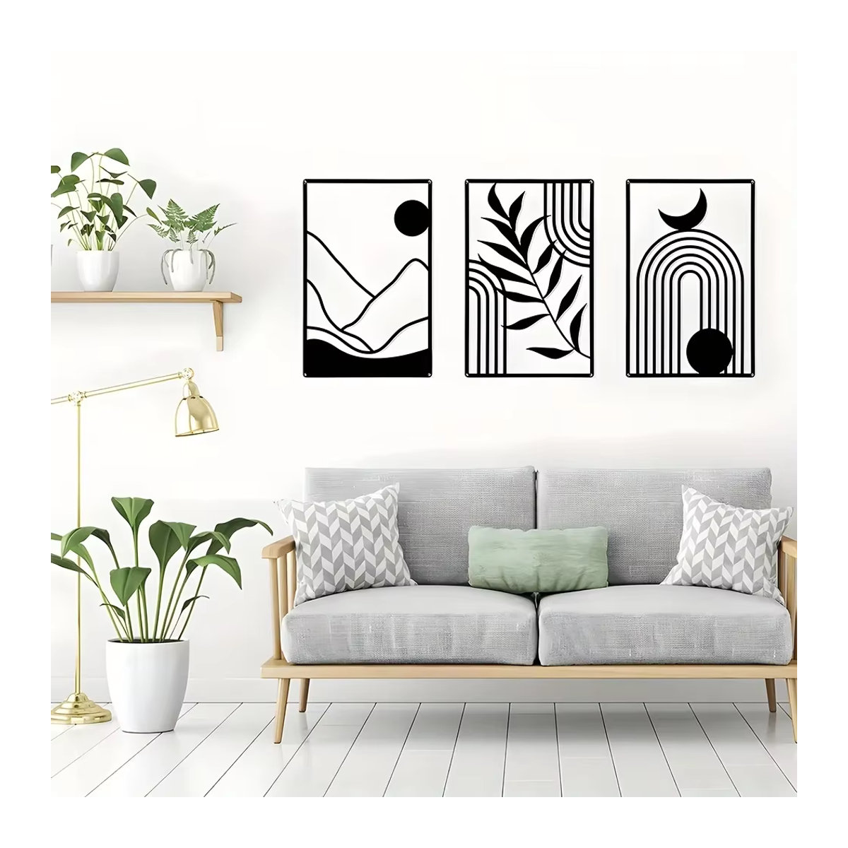 CIFBUY Wanddeko aus Metall in Schwarz mit minimalistischem geometrischem Design als abstrakte Wandkunst für Wohnzimmer und Büro - Bild 3