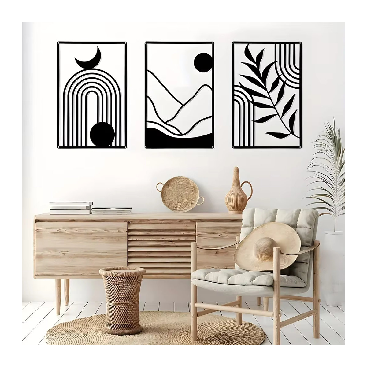 CIFBUY Wanddeko aus Metall in Schwarz mit minimalistischem geometrischem Design als abstrakte Wandkunst für Wohnzimmer und Büro - Bild 4