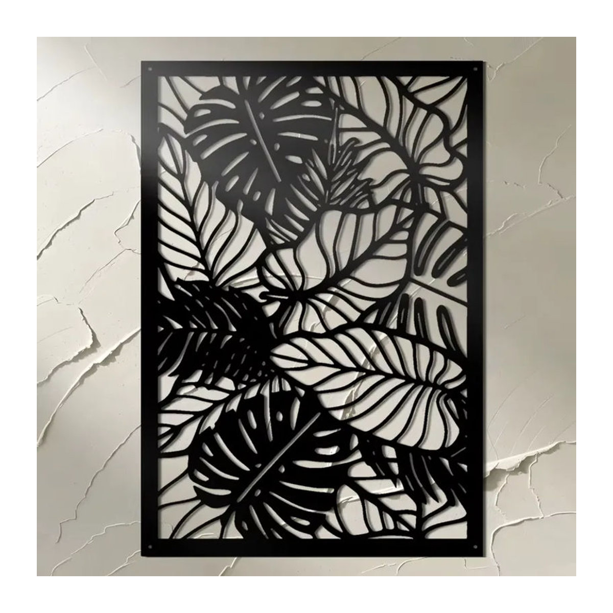 CIFBUY Wanddeko aus Metall in Schwarz mit unregelmäßigem floralem Blätter-Design im Bohemian-Stil - Bild 2