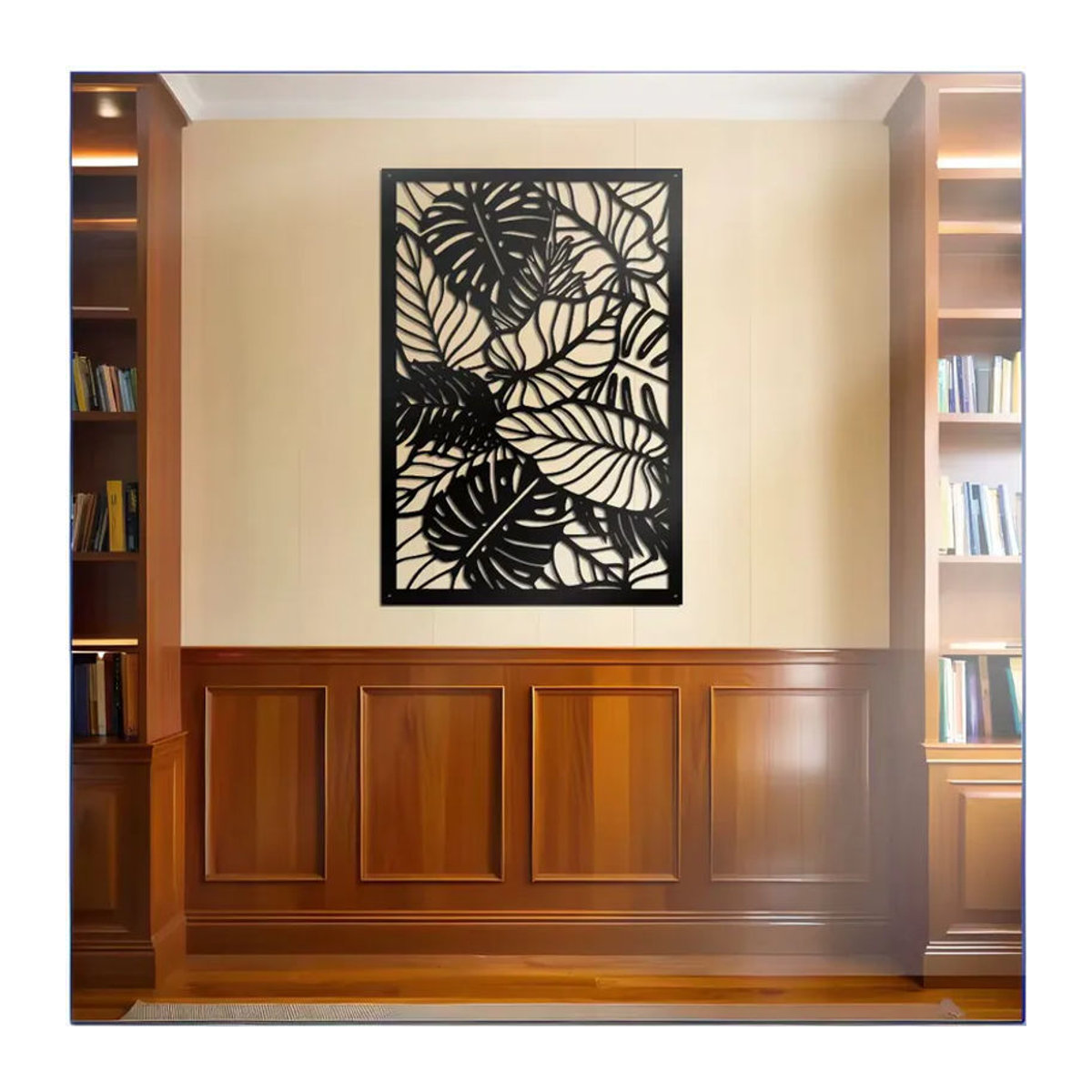 CIFBUY Wanddeko aus Metall in Schwarz mit unregelmäßigem floralem Blätter-Design im Bohemian-Stil - Bild 4