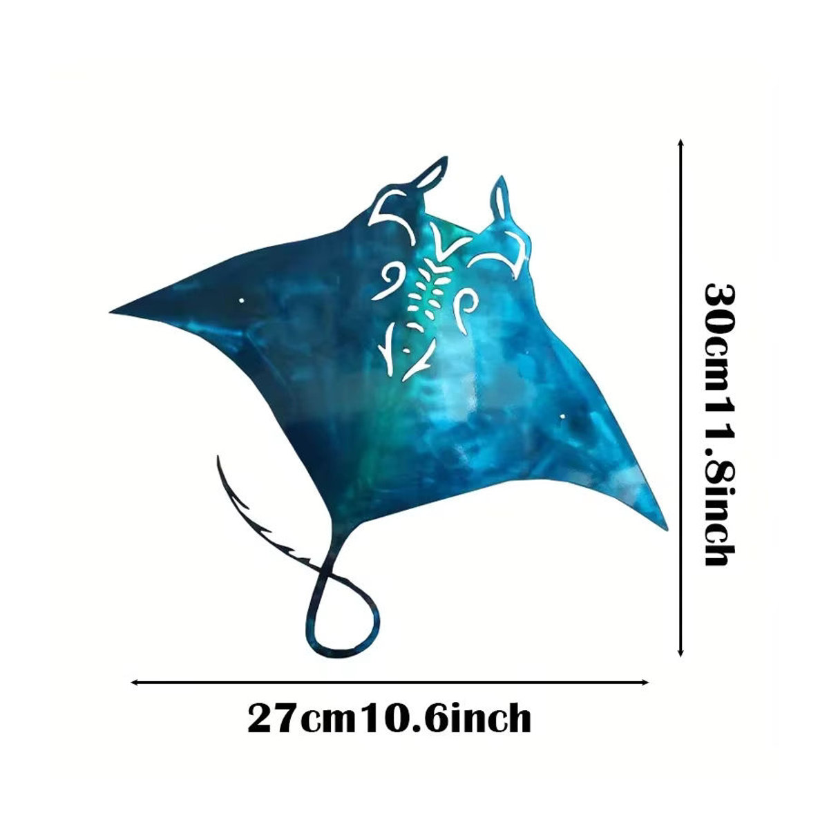 Cifbuy Wanddeko Manta Ray aus Metall in Blau – Maritimes Wandkunst-Element für dein Strandhaus - Bild 2