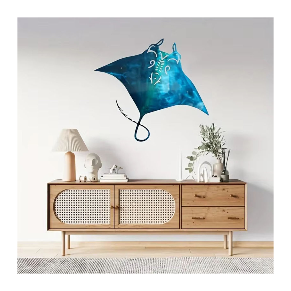 Cifbuy Wanddeko Manta Ray aus Metall in Blau – Maritimes Wandkunst-Element für dein Strandhaus - Bild 3
