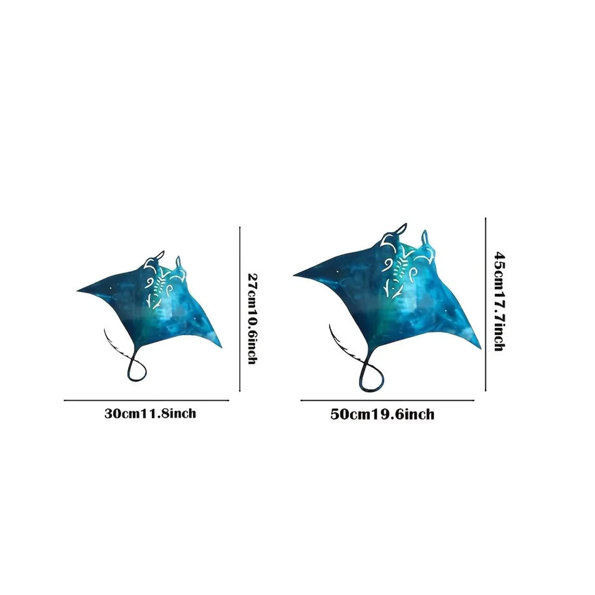 Cifbuy Wanddeko Manta Ray aus Metall in Blau – Maritimes Wandkunst-Element für dein Strandhaus - Bild 4
