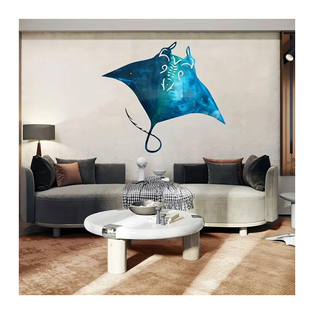 Cifbuy Wanddeko Manta Ray aus Metall in Blau – Maritimes Wandkunst-Element für dein Strandhaus - Bild 5