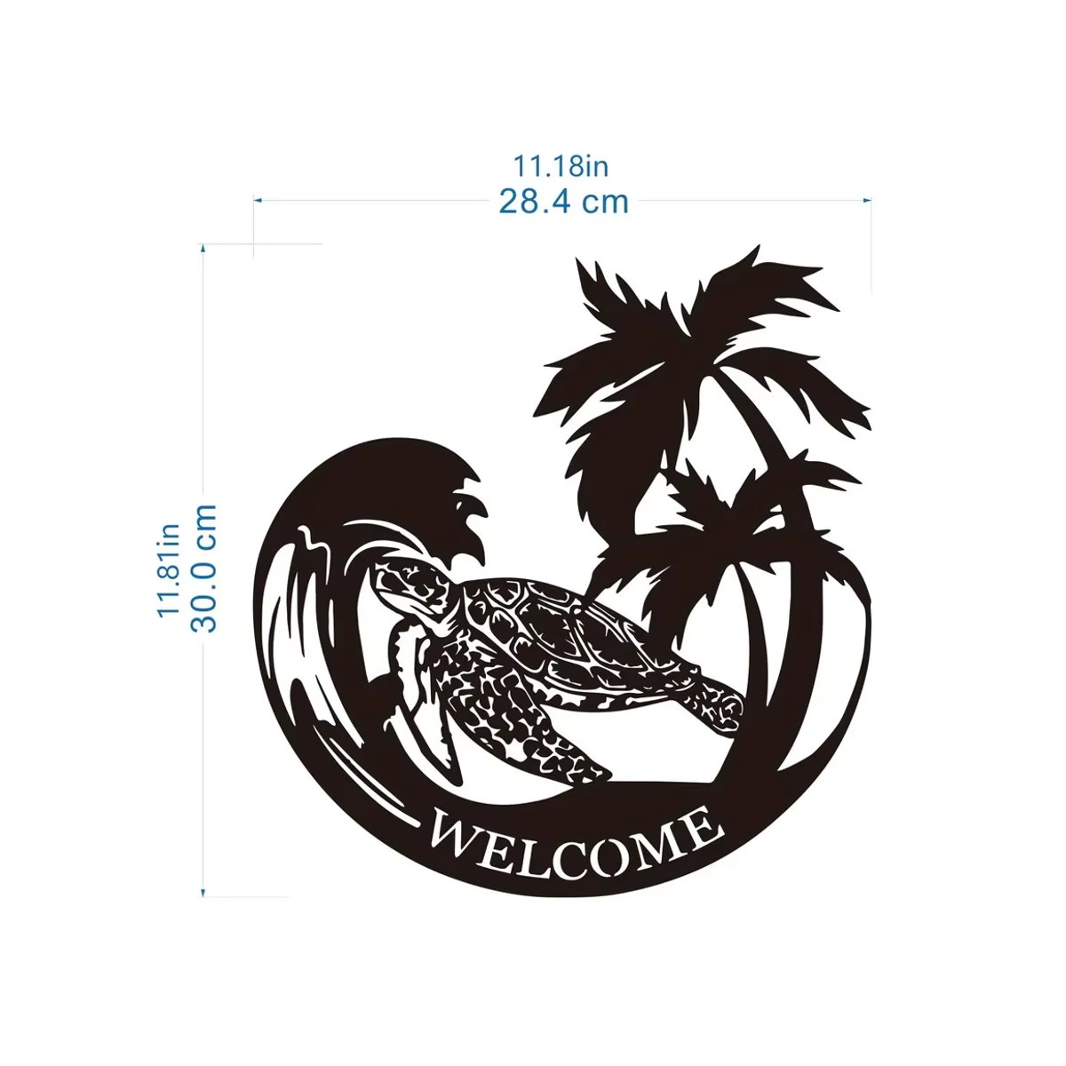 CIFBUY Wanddeko Meeres-Schildkröte aus Metall in Schwarz für maritimes Strand-Design - Bild 4