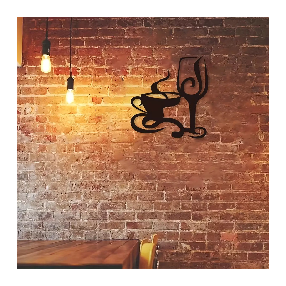 Cifbuy Wanddekoration aus Metall in Schwarz für Kaffee- und Weinbecher als Indoor und Outdoor Handwerk für dein Wohnzimmer - Bild 3