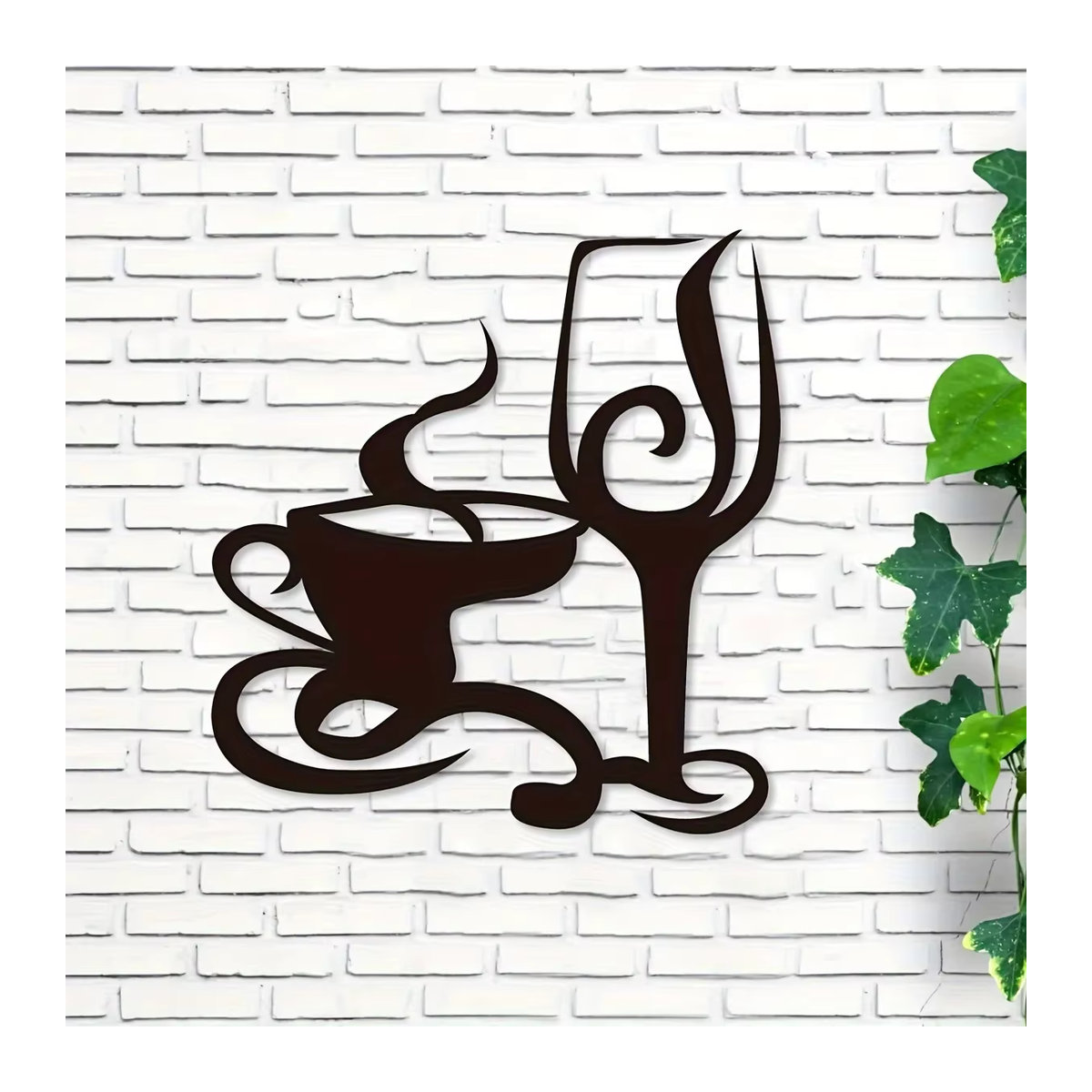 Cifbuy Wanddekoration aus Metall in Schwarz für Kaffee- und Weinbecher als Indoor und Outdoor Handwerk für dein Wohnzimmer - Bild 4