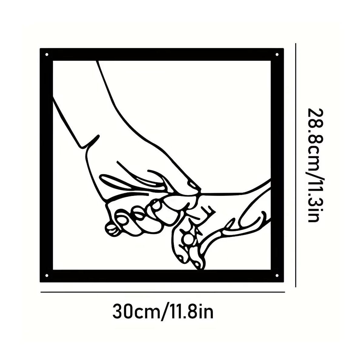 CIFBUY Wanddekoration aus Metall in Schwarz mit abstrakter Silhouette haltender Hände im minimalistischen Design - Bild 3
