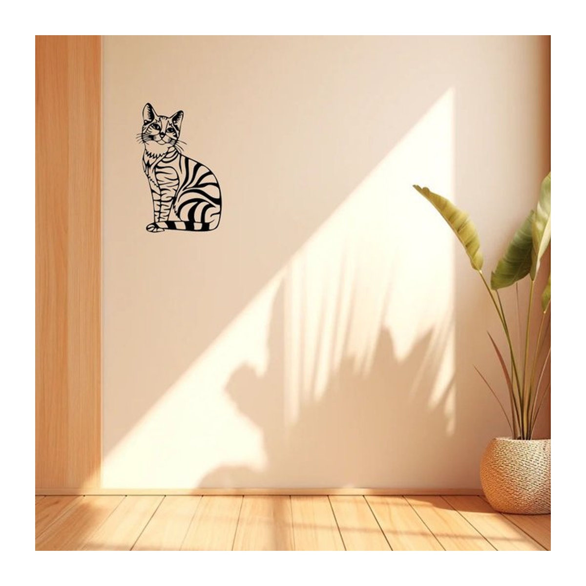 CIFBUY Wanddekoration aus Metall mit schwarzer Katze im minimalistischen Design - Bild 1