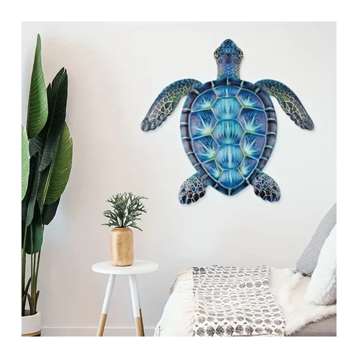CIFBUY Wanddekoration Meeres-Schildkröte aus Metall in Blau, Maritimes Wandkunst-Design im Abstract-Stil - Bild 1