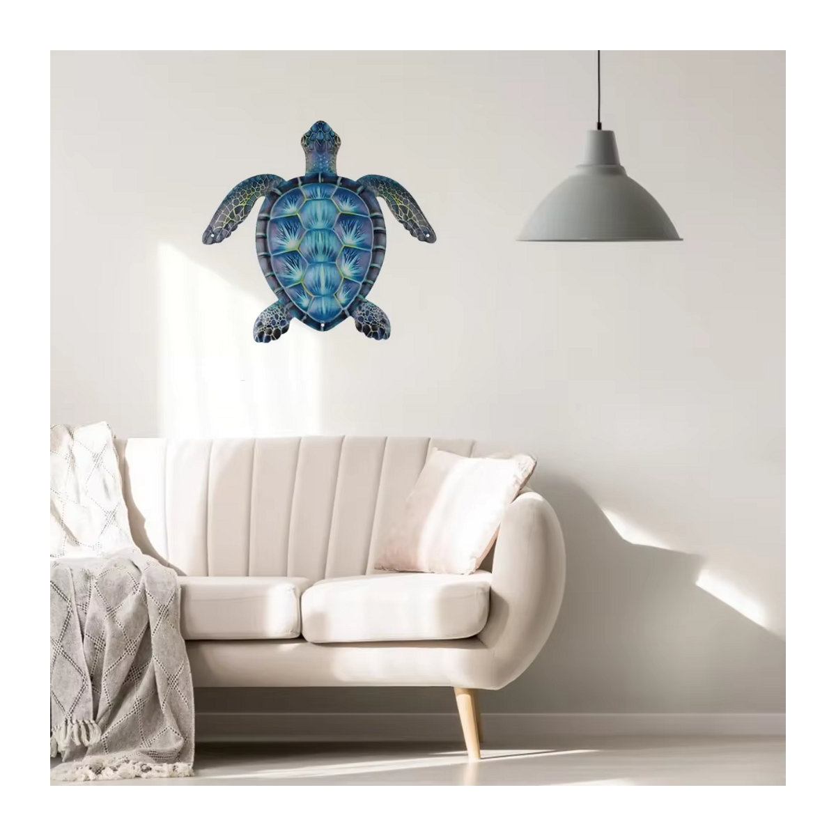 CIFBUY Wanddekoration Meeres-Schildkröte aus Metall in Blau, Maritimes Wandkunst-Design im Abstract-Stil - Bild 3