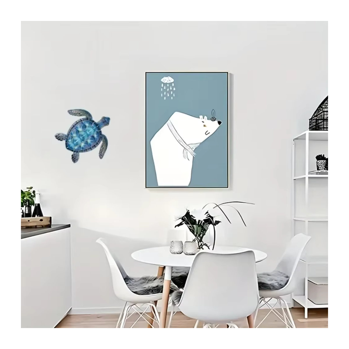 CIFBUY Wanddekoration Meeres-Schildkröte aus Metall in Blau, Maritimes Wandkunst-Design im Abstract-Stil - Bild 4