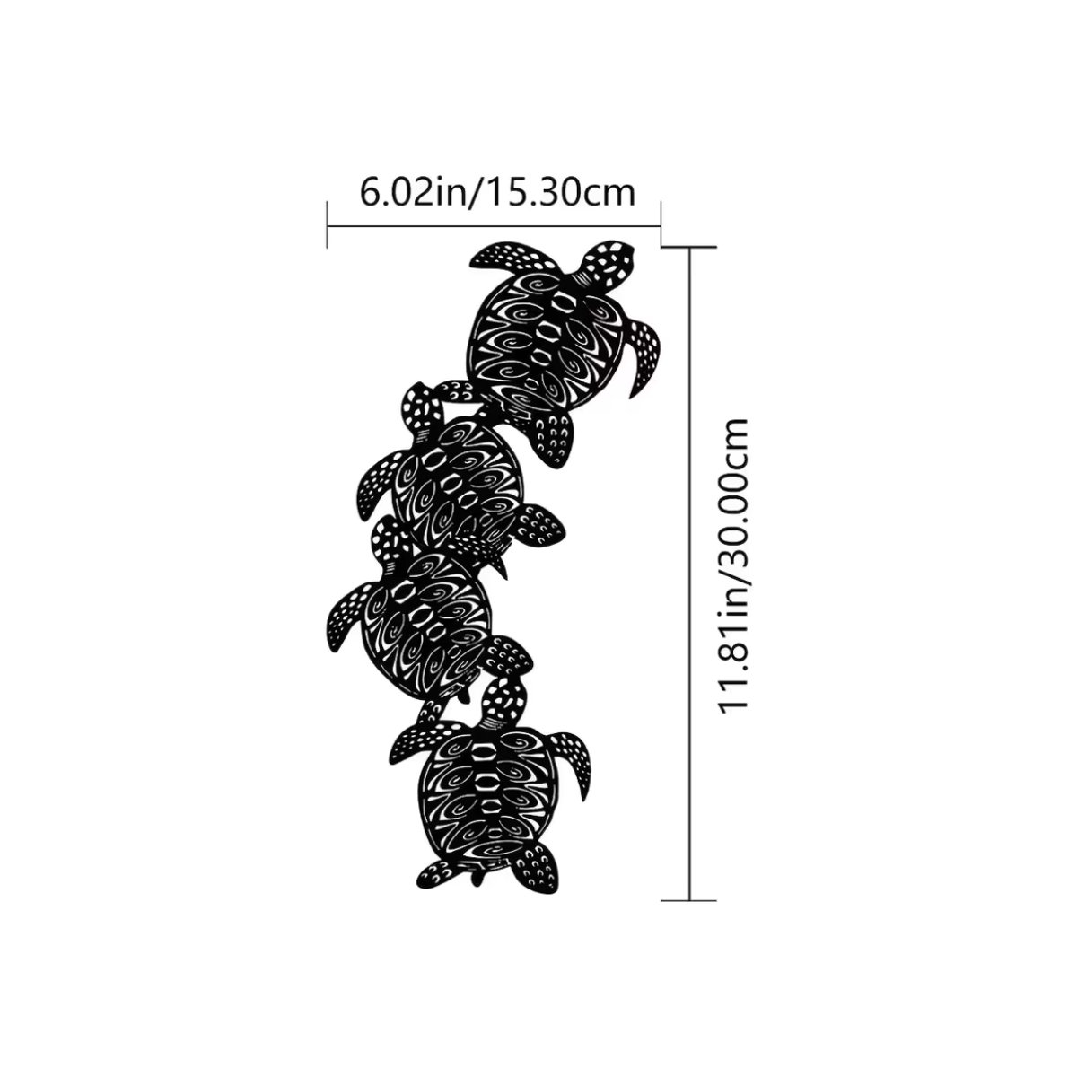 CIFBUY Wanddekoration Meeres-Schildkröte aus Metall in Schwarz, moderner Wandbehang für Wohnzimmer und Schlafzimmer - Bild 2