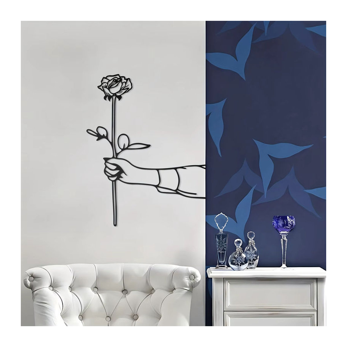 CIFBUY Wanddekoration Metall Rose Schwarz Minimalistische Wandskulptur für Küche und Bad - Bild 3
