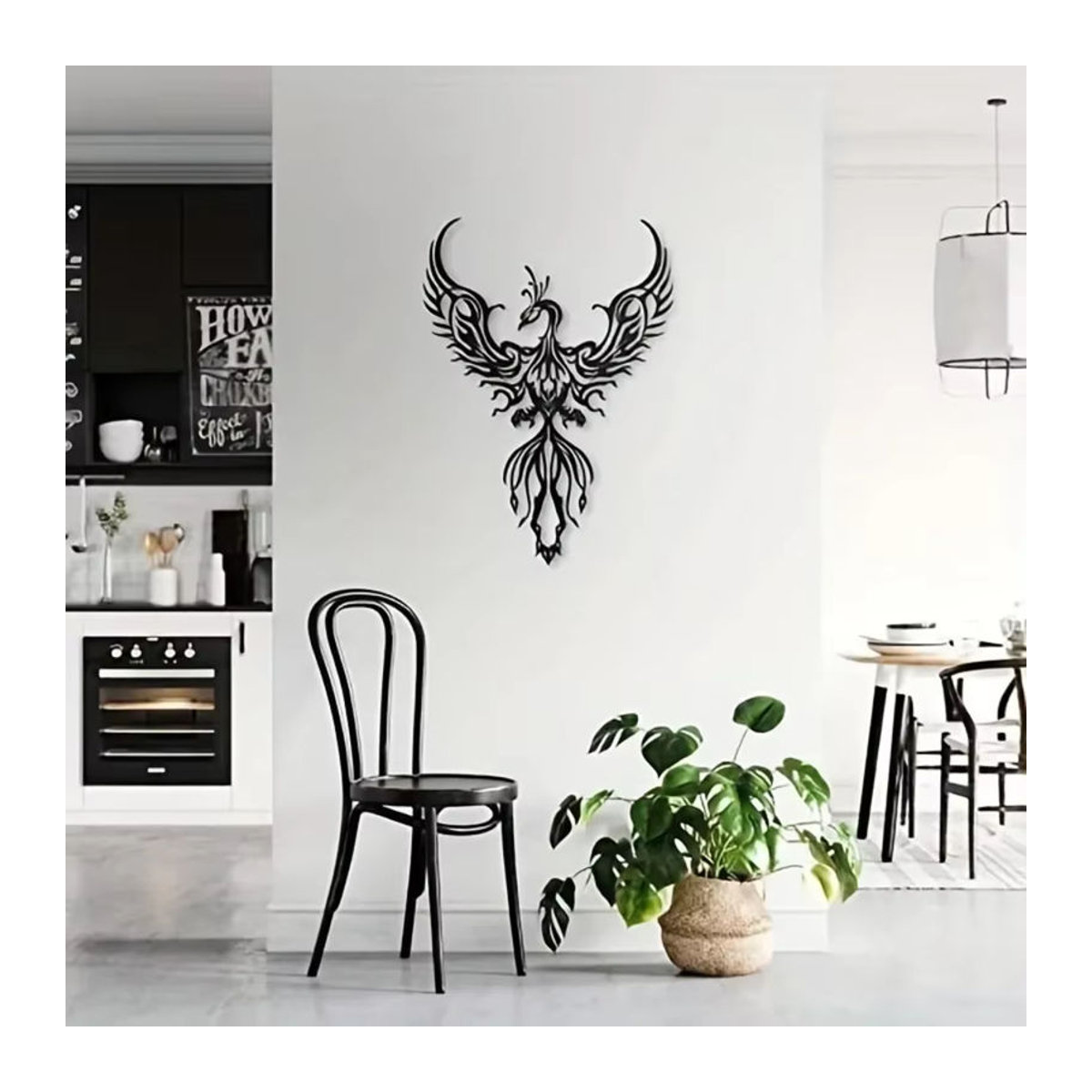 CIFBUY Wanddekoration Phoenix aus Metall in Schwarz als moderne hängende Kunst für Wohnzimmer und Büro - Bild 2